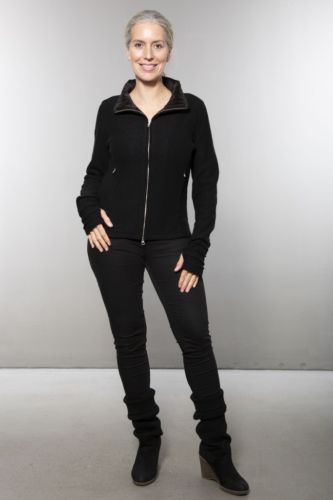 Jacke aus Merinowolle | Modell Nana (Black, S)