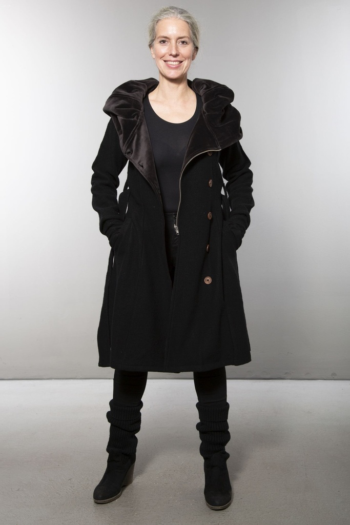 Mantel aus Merinowolle | Modell Norina (Black, S)