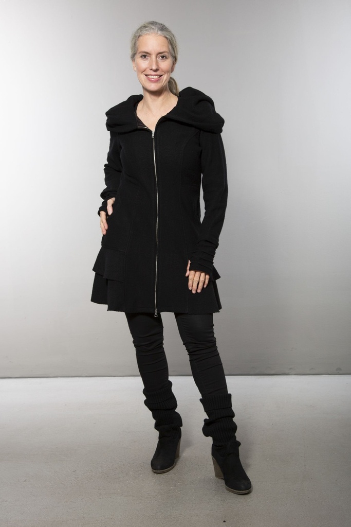 Mantel aus Merinowolle | Modell Natalia (Black, S)