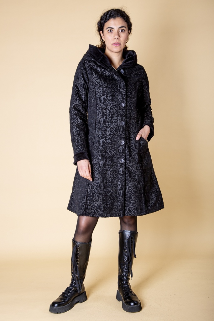 [C-165W-100.0202] Mantel aus Brokat | Modell Mimi (Black, S)