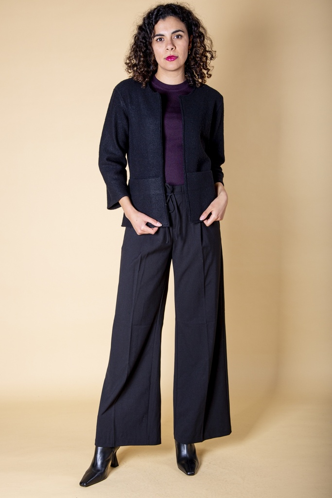 [J-176W-100.0202] Jacke aus Merinowolle | Modell Nora (Black, S)