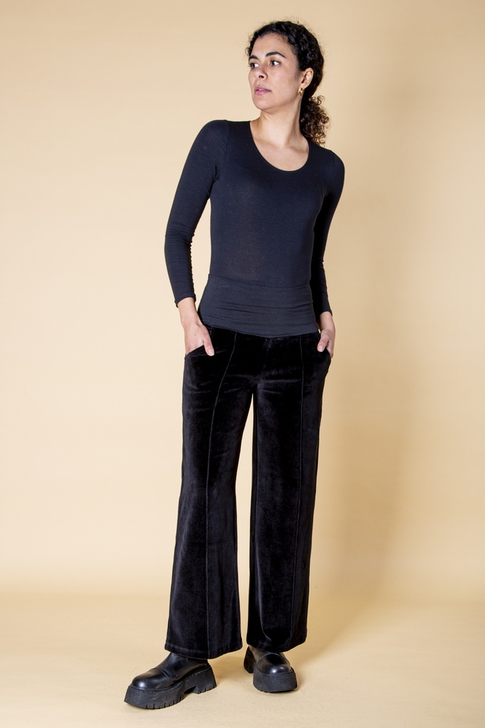 [P-184W-100.0301] Hose aus Samt | Modell Ninella (Black, S/M)