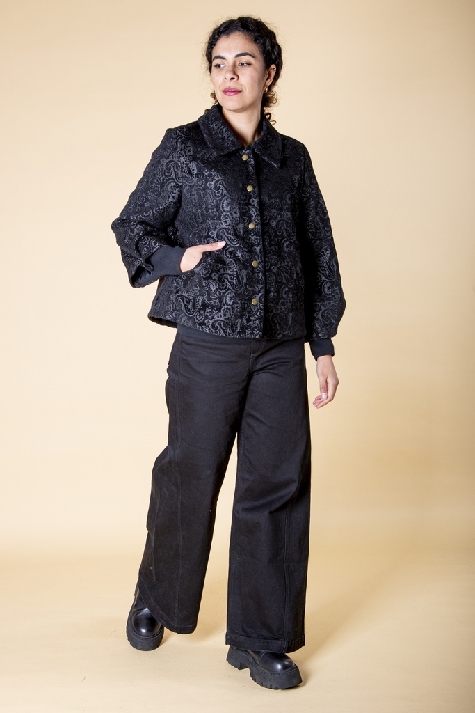 [J-189W-100.0202] Jacke aus Brokat | Modell Jacky (Black, S)
