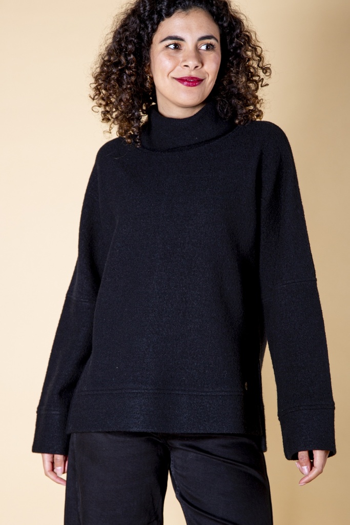 [T-192U-100.0202] Pullover aus Merinowolle | Modell Mahsa (Black, S)