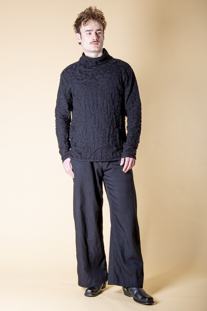 [T-211M-1034.0202] Pullover aus Strick-Jacquard | Modell Younes (Black Embossed, S)