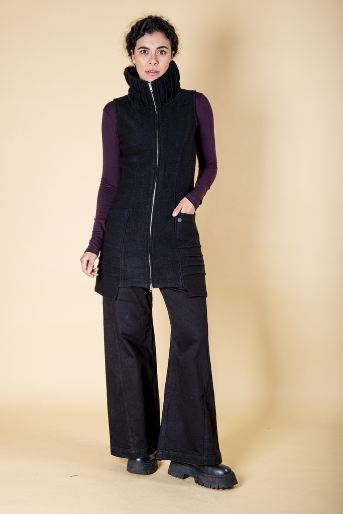 [J-115W-100.0202] Weste aus Merinowolle | Modell Nicla (Black, S)