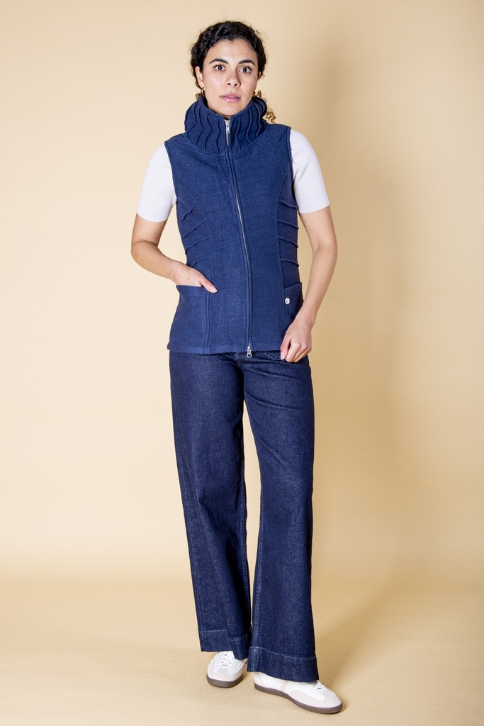 [J-116W-117.0202] Weste aus Merinowolle | Modell Nicla (Blue Jeans, S)