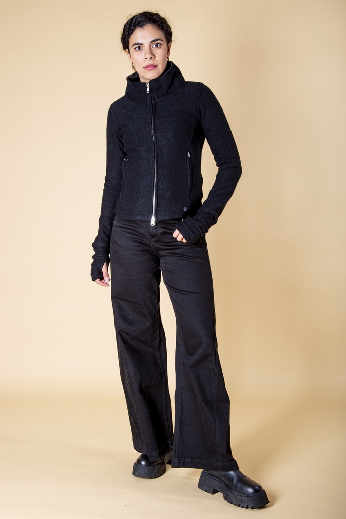 [J-117W-100.0202] Jacke aus Merinowolle | Modell Nana (Black, S)
